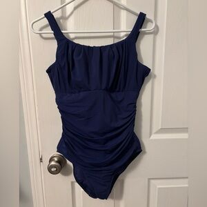 Lands End Navy Blue Underwire One Piece Swimsuit
